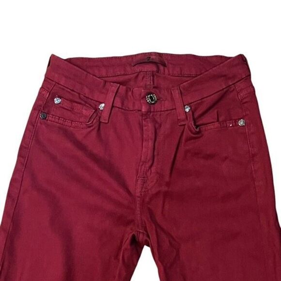 7 For All Mankind Wine Red Brushed Cotton Skinny Jean Size 25 - Picture 2 of 4